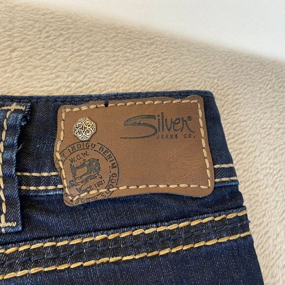 Silver Jeans Woman's Suki Capri Jeans W33 Dark Wash Cotton-Blend Casual - Picture 12 of 14